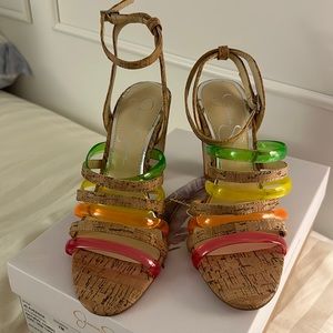 Jessica Simpson rainbow cork sandals sz 7M NIB